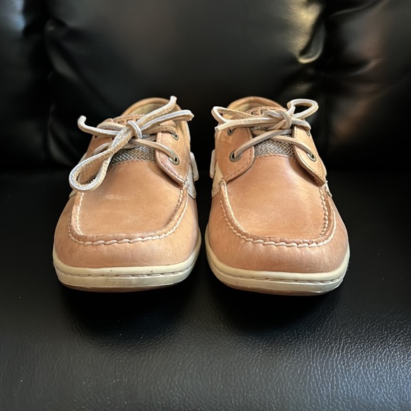 SOLD Sperry Top-Sider Womens 9 Leather Bluefish 2 Eye Linen/Oat Boat Shoe - Picture 3 of 11